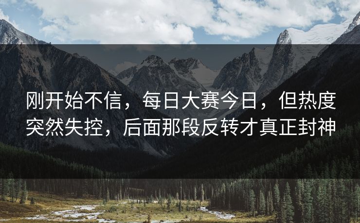 刚开始不信，每日大赛今日，但热度突然失控，后面那段反转才真正封神